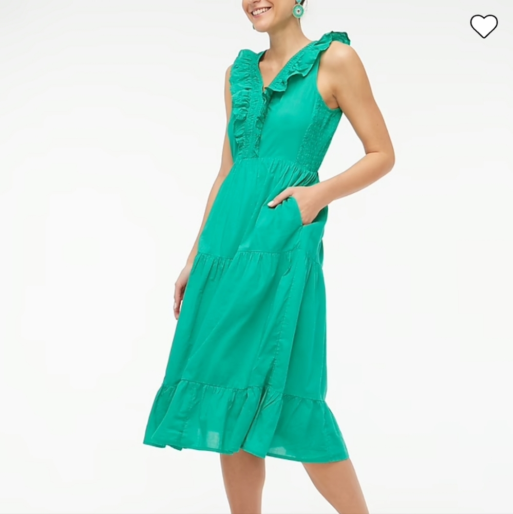 New J.Crew V-neck Smocked Midi Dress Size 0